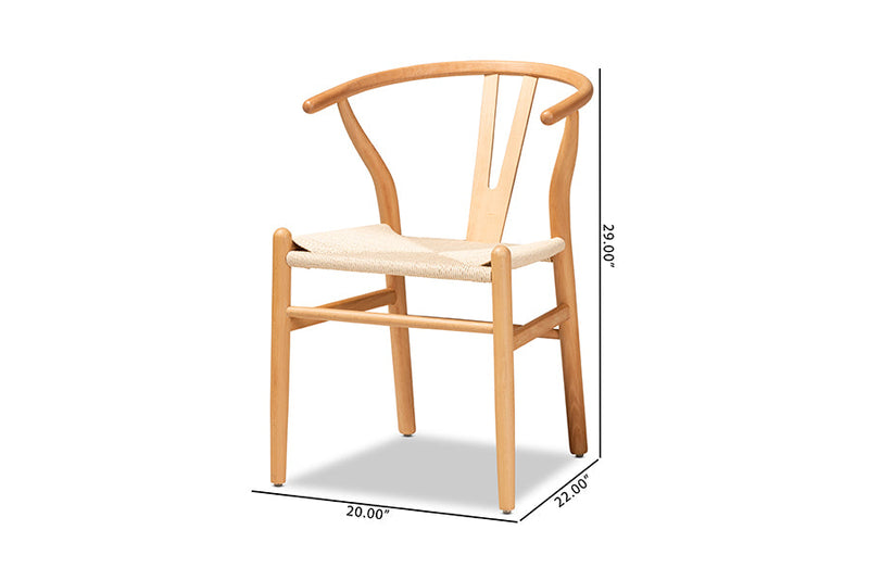 Cipally Natural Brown 2Pc Dining Chair Set Baxton