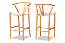 Cipally Natural Brown 2Pc Bar Stool Set Baxton