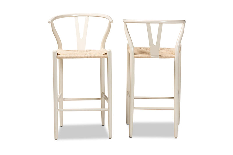 Cipally White 2Pc Bar Stool Set Baxton