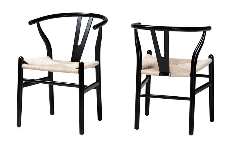 Cipally Modern Black Finished Wood 2-Piece Dining Chair Set