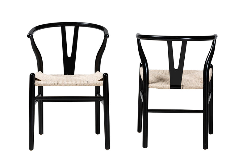 Cipally Modern Black Finished Wood 2-Piece Dining Chair Set