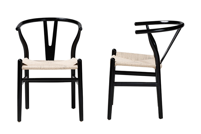 Cipally Modern Black Finished Wood 2-Piece Dining Chair Set