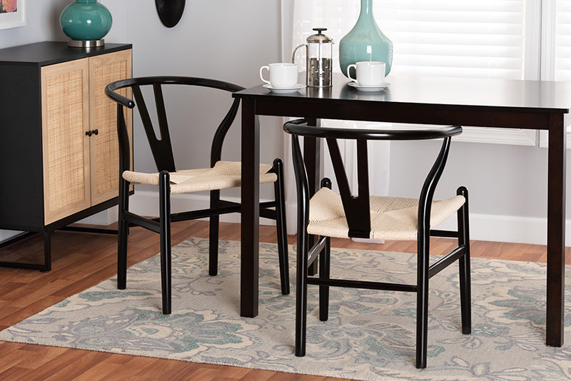 Cipally Modern Black Finished Wood 2-Piece Dining Chair Set