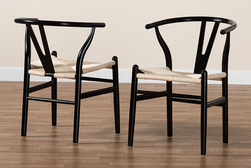 Cipally Modern Black Finished Wood 2-Piece Dining Chair Set