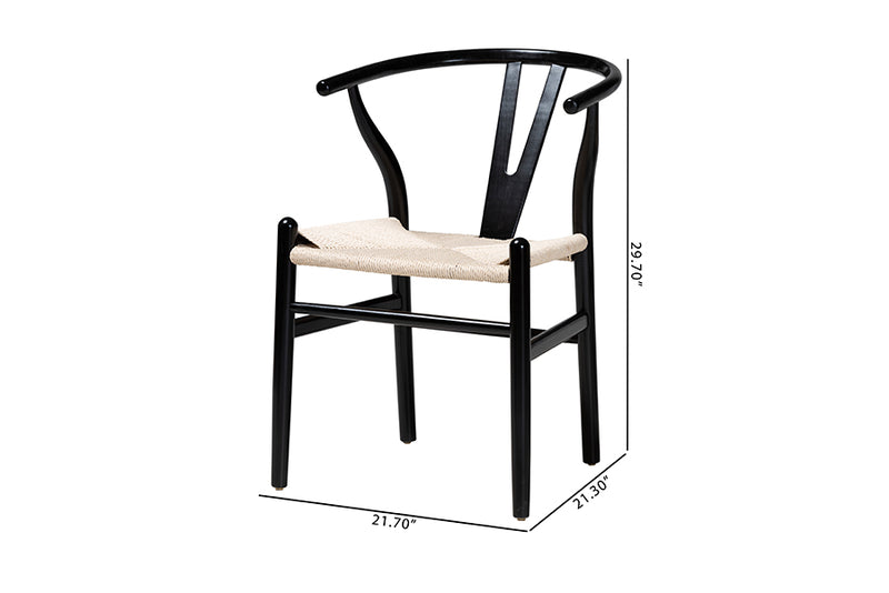 Cipally Modern Black Finished Wood 2-Piece Dining Chair Set