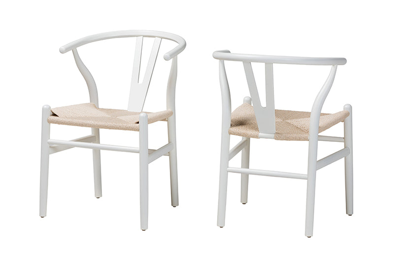 Cipally Modern White Finished Wood 2-Piece Dining Chair Set