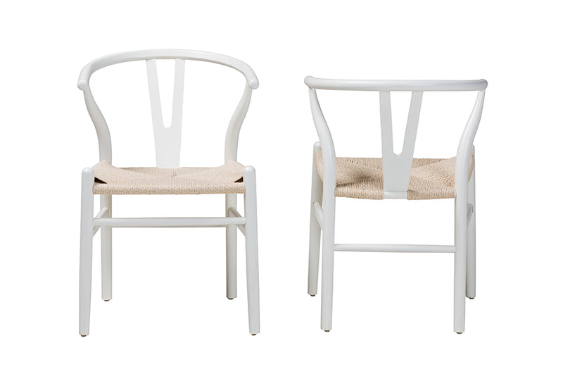 Cipally Modern White Finished Wood 2-Piece Dining Chair Set