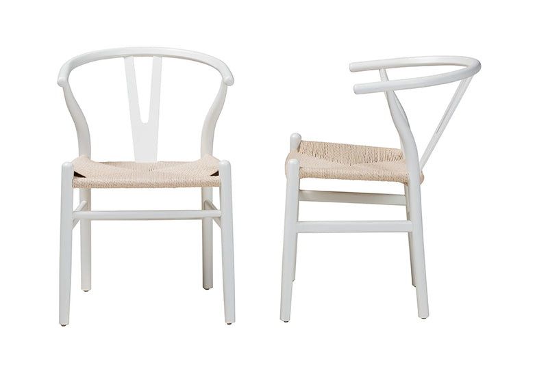 Cipally Modern White Finished Wood 2-Piece Dining Chair Set