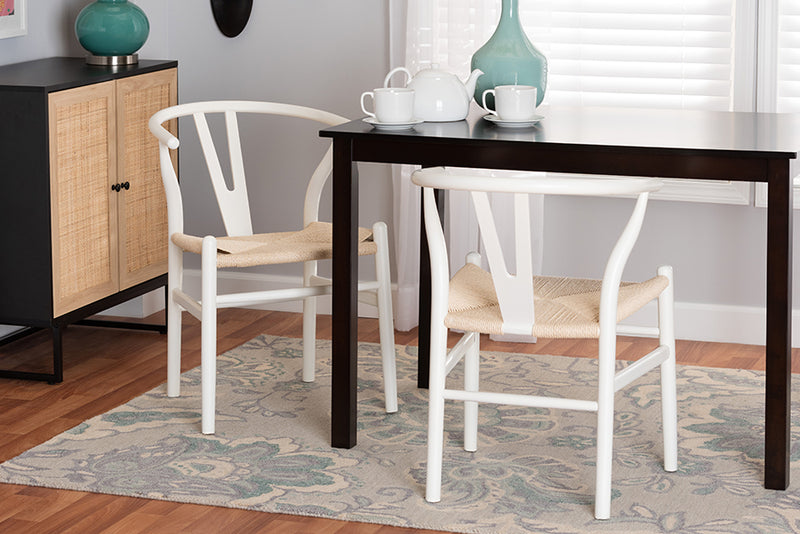 Cipally Modern White Finished Wood 2-Piece Dining Chair Set