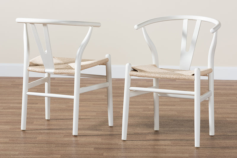 Cipally Modern White Finished Wood 2-Piece Dining Chair Set