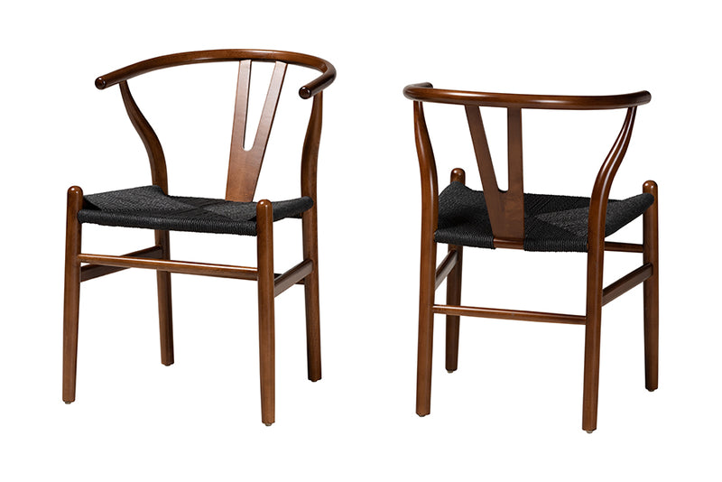 Cipally Modern Walnut Brown Finished Wood 2-Piece Dining Chair Set