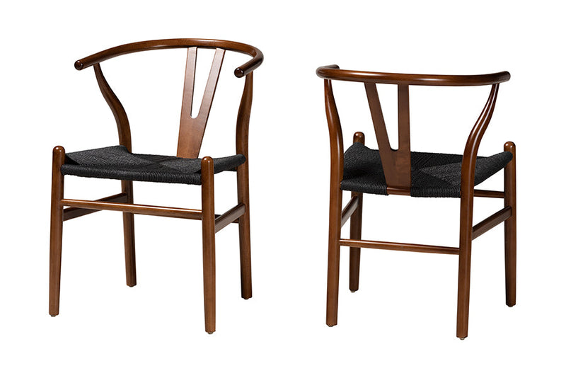 Cipally Modern Walnut Brown 2Pc Dining Chair Set Baxton