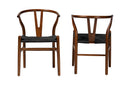 Cipally Modern Walnut Brown 2Pc Dining Chair Set Baxton