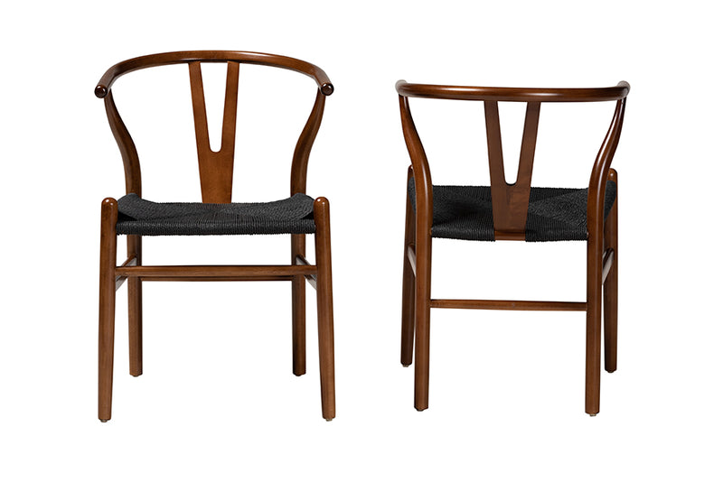 Cipally Modern Walnut Brown Finished Wood 2-Piece Dining Chair Set