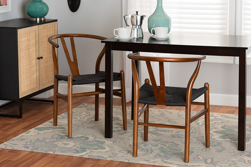 Cipally Modern Walnut Brown Finished Wood 2-Piece Dining Chair Set