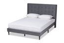 Eliana Gray Velvet Fabric Dark Brown Queen Size Platform Bed Baxton
