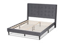 Eliana Gray Velvet Fabric Dark Brown Queen Size Platform Bed Baxton