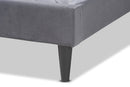 Eliana Gray Velvet Fabric Dark Brown Queen Size Platform Bed Baxton
