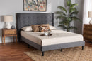 Eliana Gray Velvet Fabric Dark Brown Queen Size Platform Bed Baxton