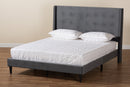 Eliana Gray Velvet Fabric Dark Brown Queen Size Platform Bed Baxton