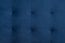 Eliana Navy Blue Velvet Fabric Dark Brown Queen Size Platform Bed Baxton