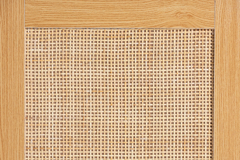 Jaeger Espresso Brown Wood and Rattan 5-Drawer Storage Cabinet Baxton