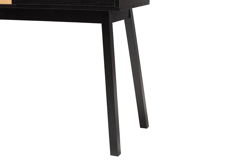Shirin Two-Tone Espresso Brown and Natural Brown 2-Drawer Console Table Baxton