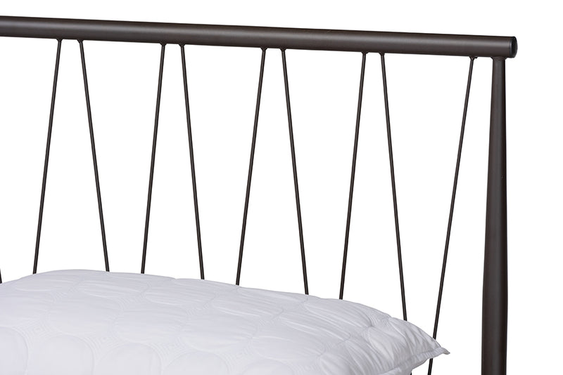 Verner Modern Industrial Black Bronze Finished Metal Full Size Platform Bed