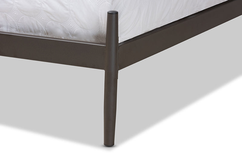 Verner Modern Industrial Black Bronze Finished Metal Full Size Platform Bed