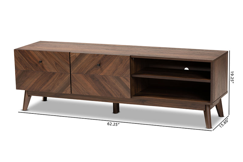 Leryn Mid-Century Modern Walnut Brown Finished Wood TV Stand