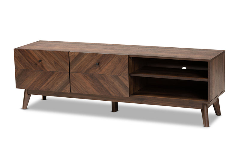 Leryn Mid-Century Modern Walnut Brown Finished Wood TV Stand