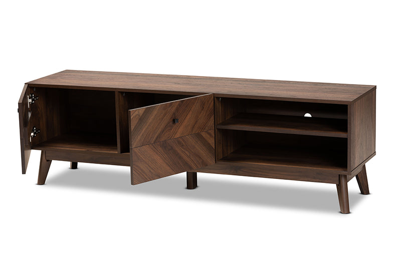 Leryn Mid-Century Modern Walnut Brown Finished Wood TV Stand