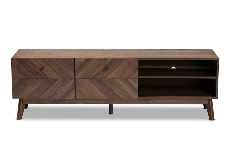 Leryn Mid-Century Modern Walnut Brown Finished Wood TV Stand