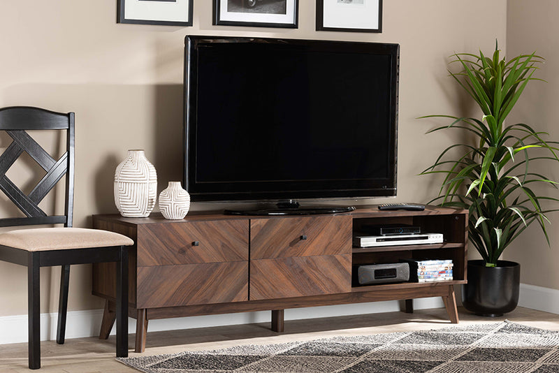 Leryn Mid-Century Modern Walnut Brown Finished Wood TV Stand