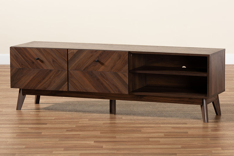 Leryn Mid-Century Modern Walnut Brown Finished Wood TV Stand