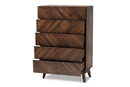 Leryn Walnut Brown 5-Drawer Storage Chest Baxton