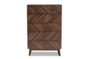 Leryn Walnut Brown 5-Drawer Storage Chest Baxton