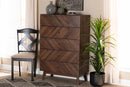Leryn Walnut Brown 5-Drawer Storage Chest Baxton