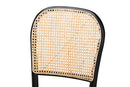 Montreal Brown Woven Rattan and Black Wood 2Pc Cane Dining Chair Set Baxton