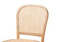 Brandon Brown Woven Rattan and Wood Cane Counter Stool Baxton