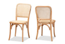 Redell Brown Woven Rattan and Wood 2Pc Cane Dining Chair Set Baxton