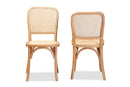 Redell Brown Woven Rattan and Wood 2Pc Cane Dining Chair Set Baxton