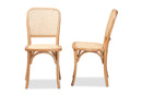 Redell Brown Woven Rattan and Wood 2Pc Cane Dining Chair Set Baxton