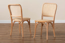 Redell Brown Woven Rattan and Wood 2Pc Cane Dining Chair Set Baxton