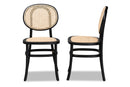 Daylan Brown Woven Rattan and Black Wood 2Pc Cane Dining Chair Set Baxton