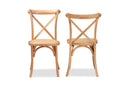 Preston Brown Woven Rattan and Wood 2Pc Dining Chair Set Baxton