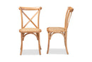 Preston Brown Woven Rattan and Wood 2Pc Dining Chair Set Baxton