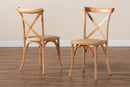 Preston Brown Woven Rattan and Wood 2Pc Dining Chair Set Baxton