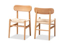 Tasman Brown Hemp and Wood 2Pc Dining Chair Set Baxton