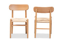 Tasman Brown Hemp and Wood 2Pc Dining Chair Set Baxton